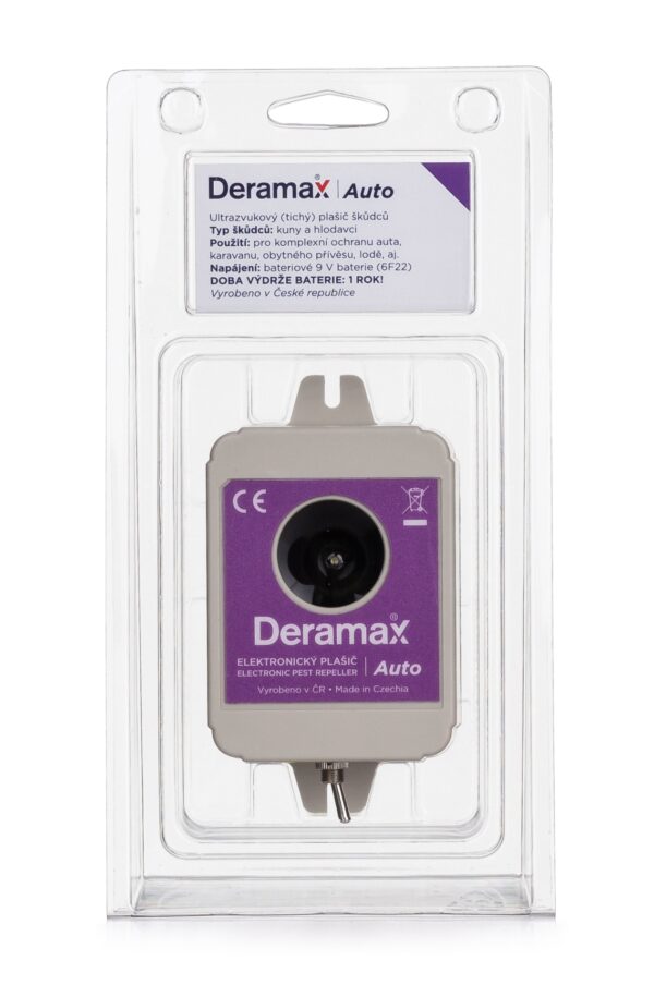 Deramax® Auto Ultrazvukový odpudzovač - plašič kún a hlodavcov do auta