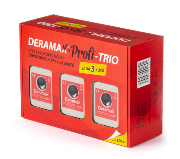 Deramax Profi Trio Ultrazvukový odpudzovač plašič kún a hlodavcov súprava 3 ks