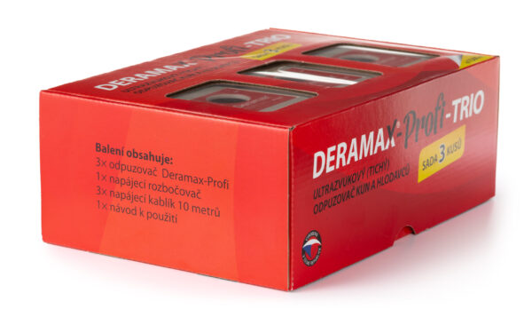 Deramax Profi Trio Ultrazvukový odpudzovač plašič kún a hlodavcov súprava 3 ks