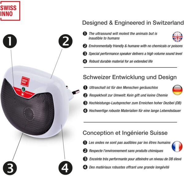 Mini ultrazvukový odpudzovač hlodavcov SWISSINNO 15m2