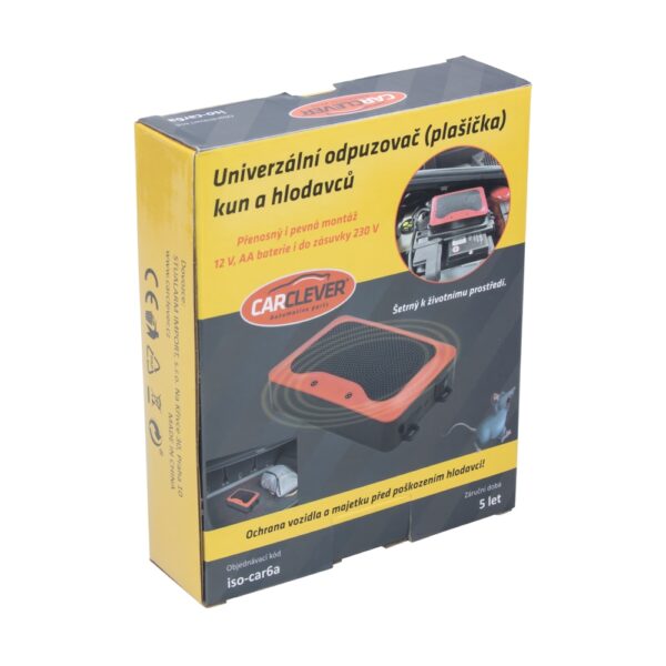 Univerzálny odpudzovač kún, hlodavcov a mačiek CARCLEVER CAR 6a (230V, 12V, USB-C, AA batérie) - Image 2