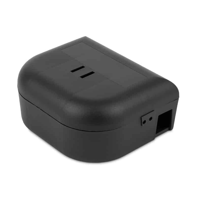 Uzamykateľná deratizačná stanička Mouse Box BLACK na hlodavce – odolná čierna stanička pre bezpečné použitie návnad, vhodná do interiéru aj exteriéru, s možnosťou prichytenia na stenu.