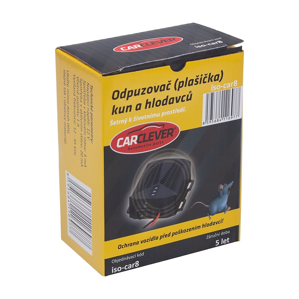 Ultrazvukový odpudzovač kún, hlodavcov a mačiek do auta CARCLEVER CAR 8 – Obrázok 3