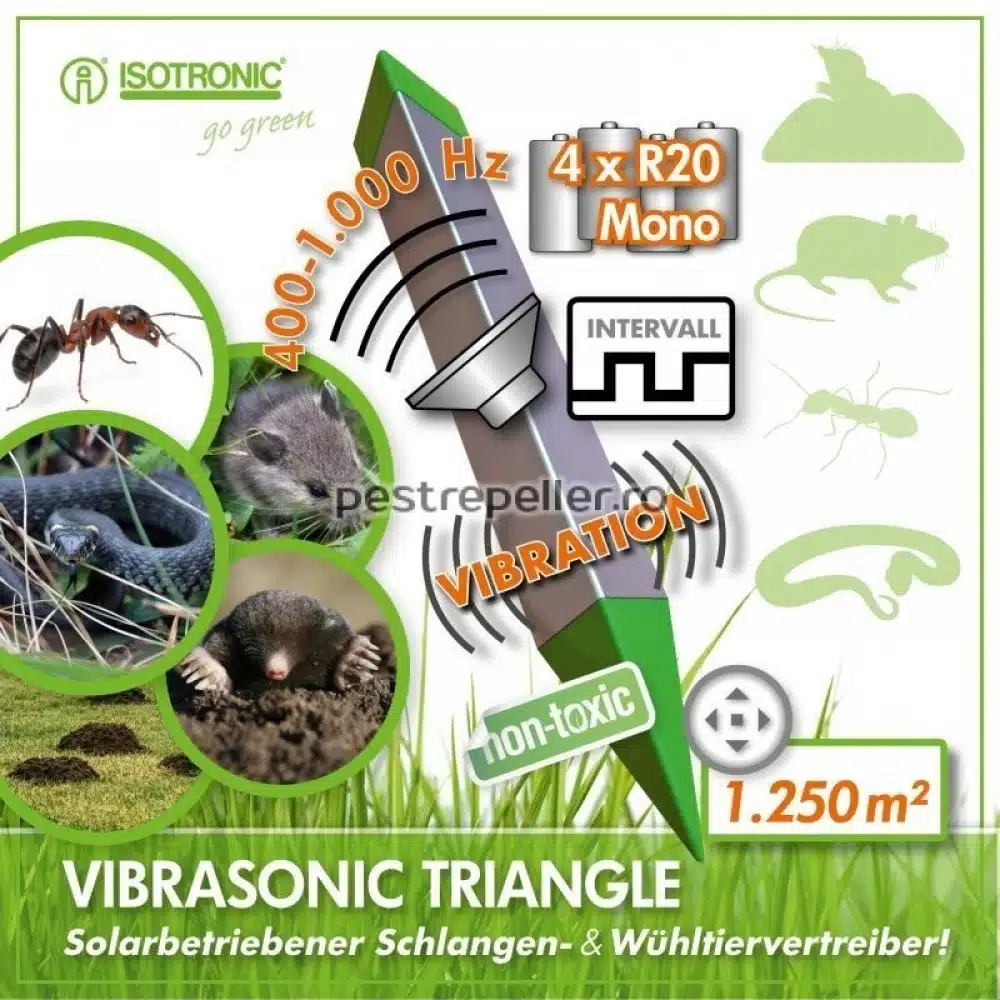 Ultrazvukový a vibračný plašič krtkov hadov a hlodavcov ISOTRONIC 70060 – Obrázok 5
