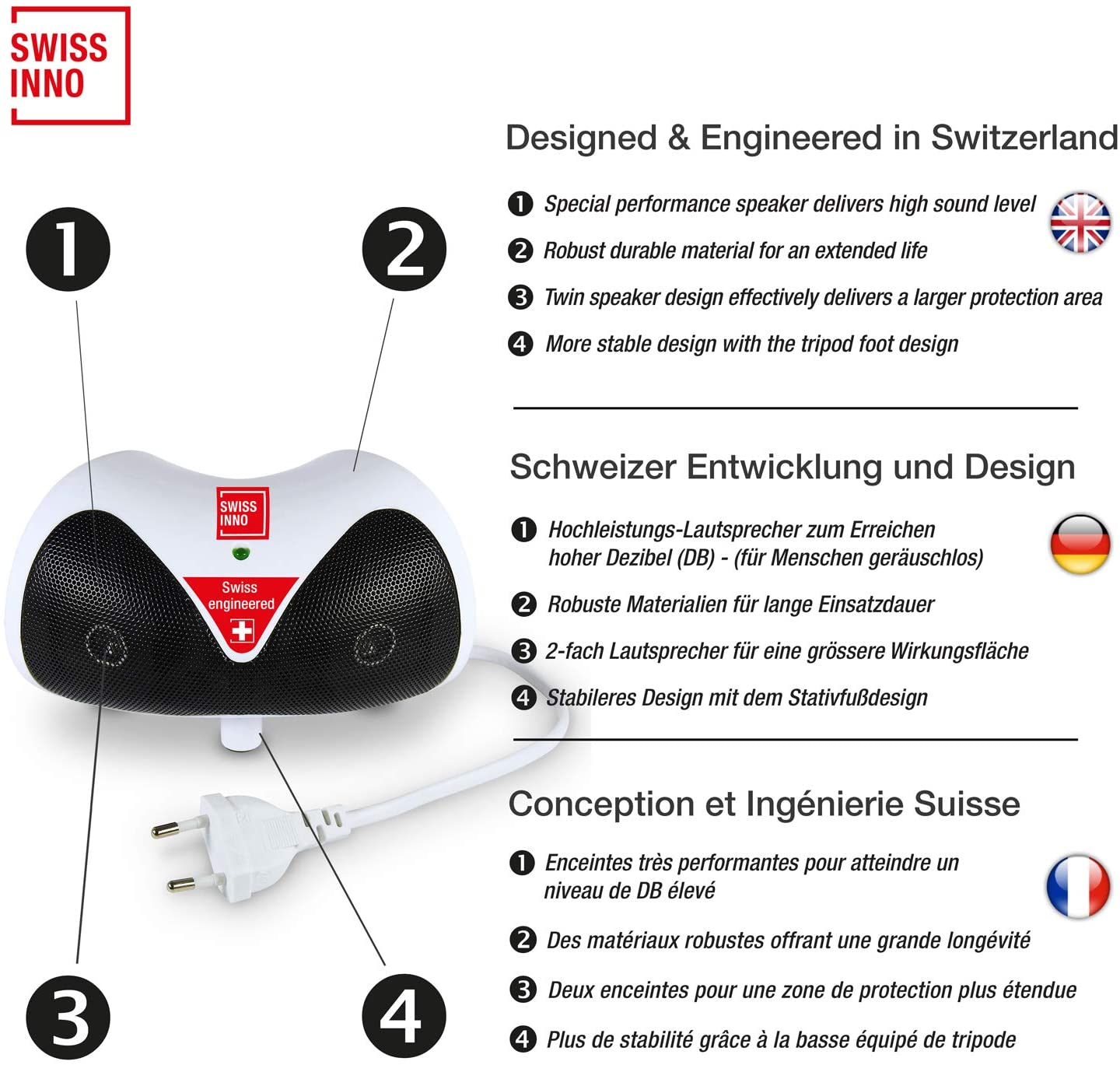 Ultrazvukový odpudzovač hlodavcov SWISSINNO 30m2