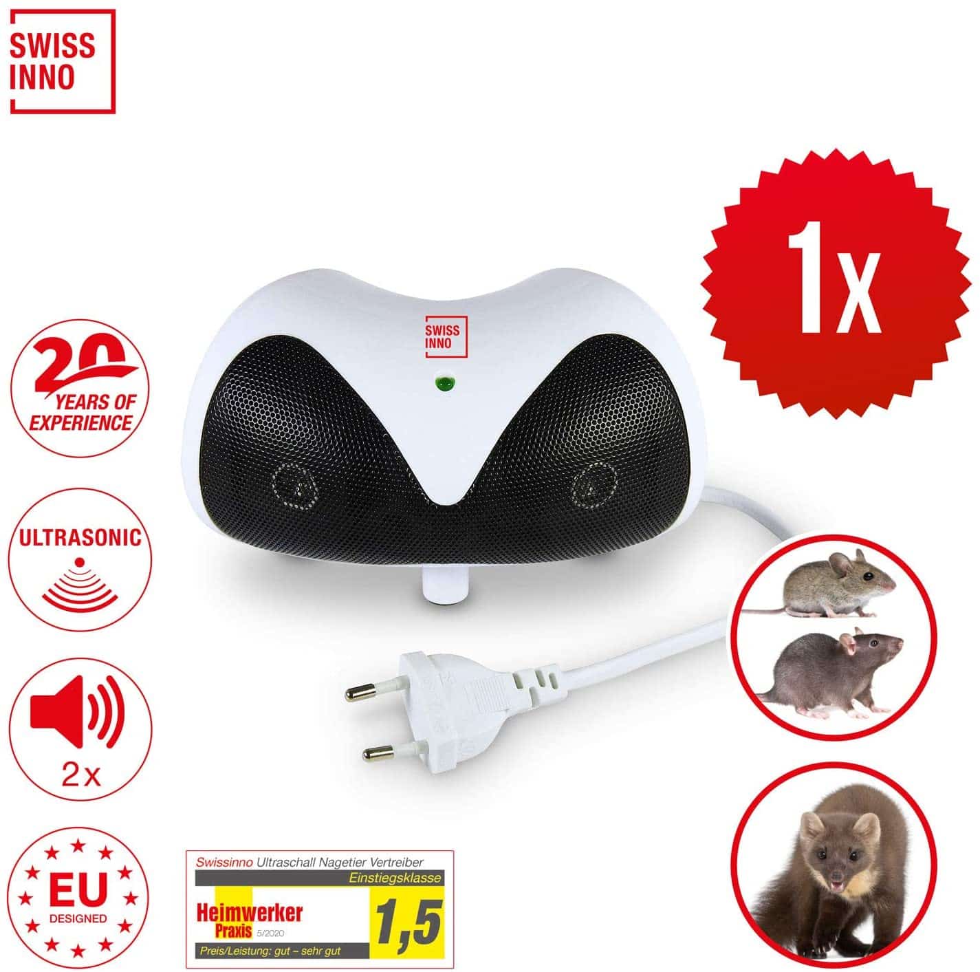 Ultrazvukový odpudzovač hlodavcov SWISSINNO 30m2